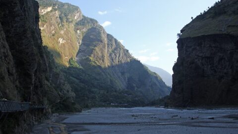 The Budhi Gandaki river valley in Gorkha district, Nepal